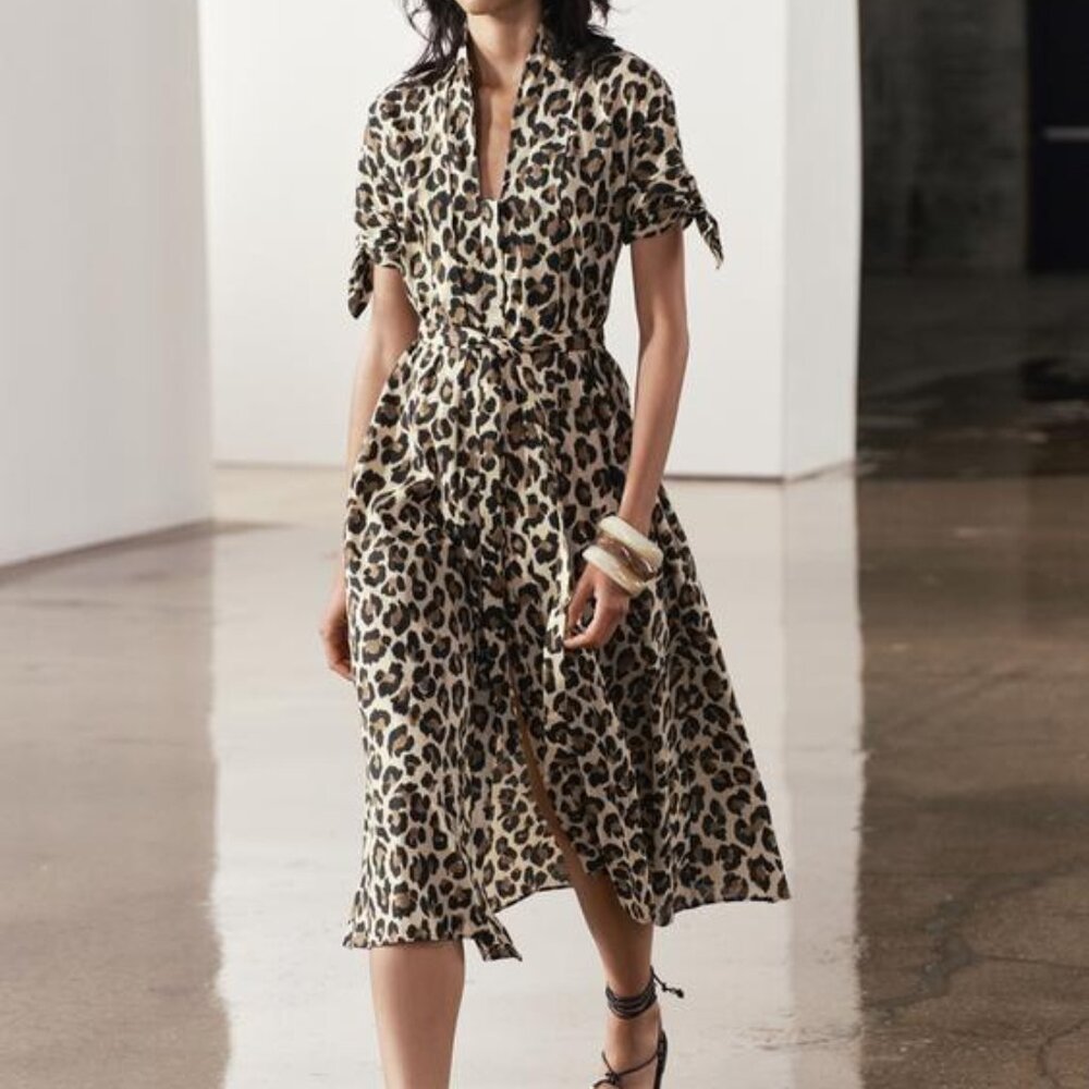 NWT ZARA ANIMAL PRINT SHIRT DRESS ZW COLLECTION S, M, L , XXL 2183